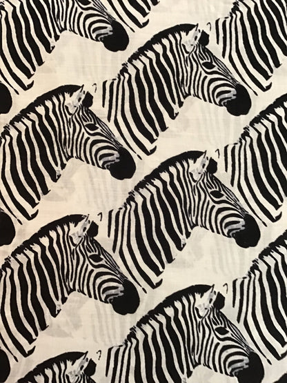 Zebra Screen Printed Fabric 100% Cotton - Violet Elizabeth - Haberdashery