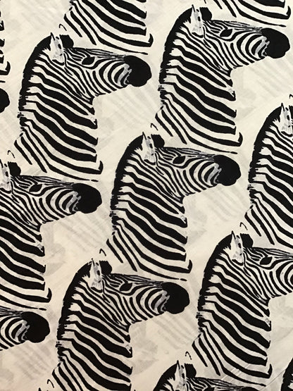 Zebra Screen Printed Fabric 100% Cotton - Violet Elizabeth - Haberdashery