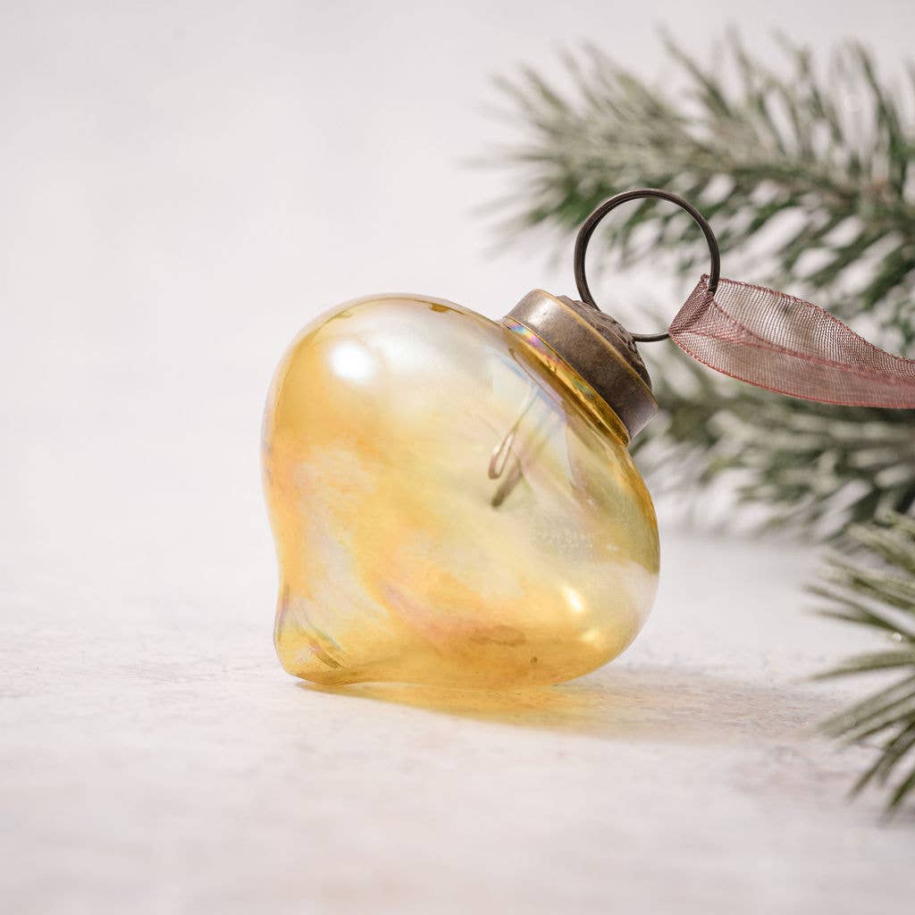 2" Medium Gold Lusterâ Glass Lantern Christmas Decoration - Violet Elizabeth - Christmas Decorations