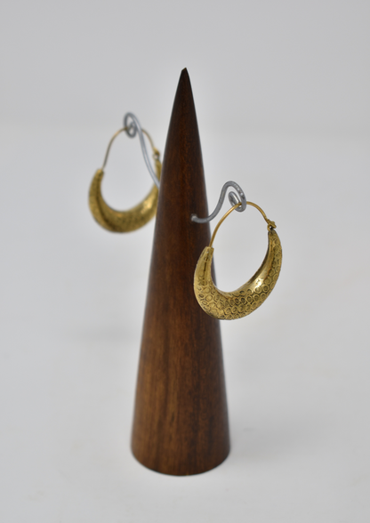 Textured Chunky hoop earrings: Brass and silver plated brass. - Violet Elizabeth