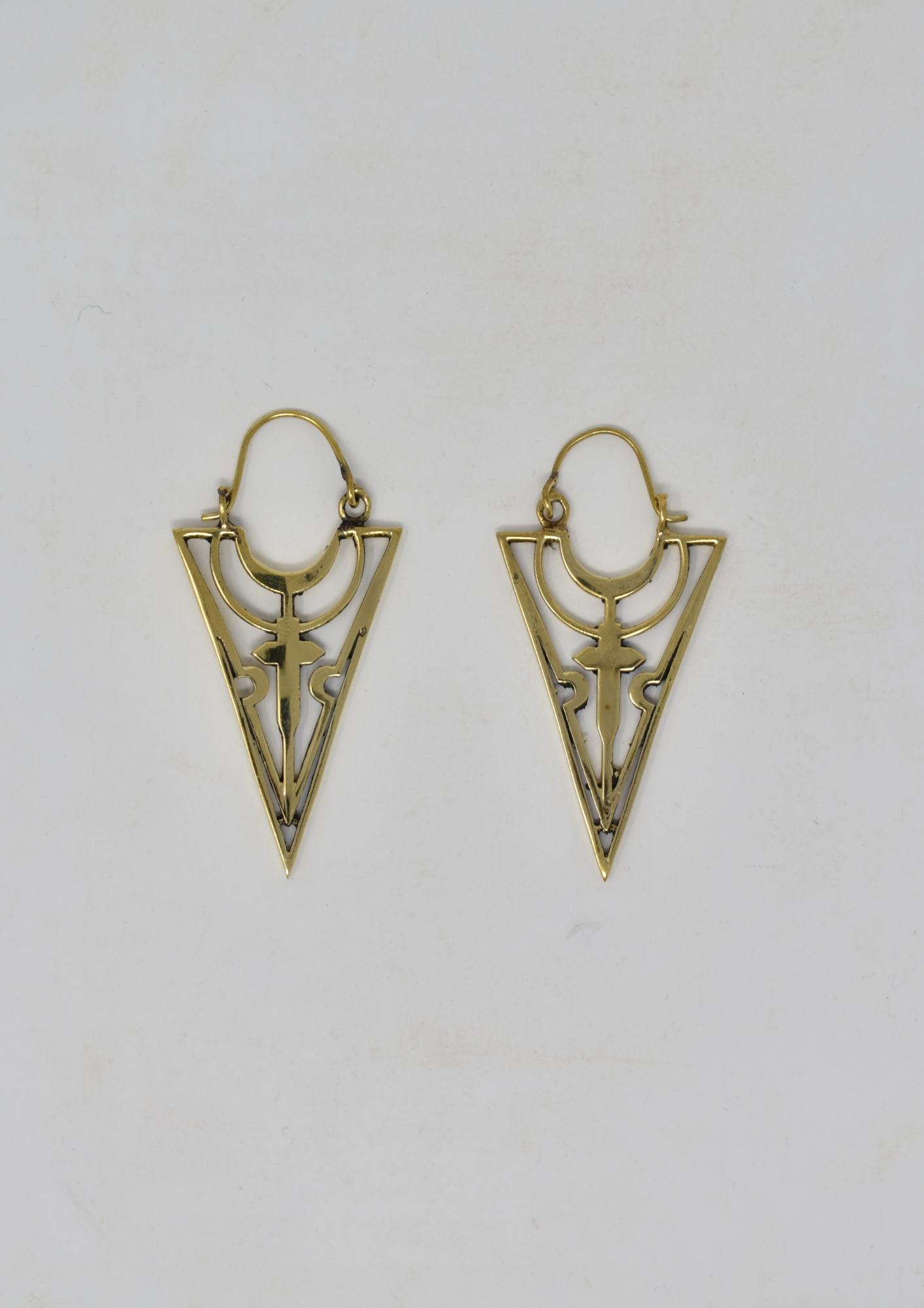 Arrow Cross earrings: Brass and Silver Plated Brass - Violet Elizabeth