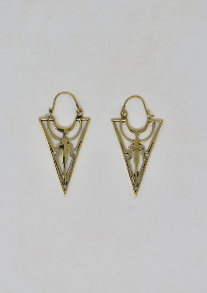 Arrow Cross earrings: Brass and Silver Plated Brass - Violet Elizabeth