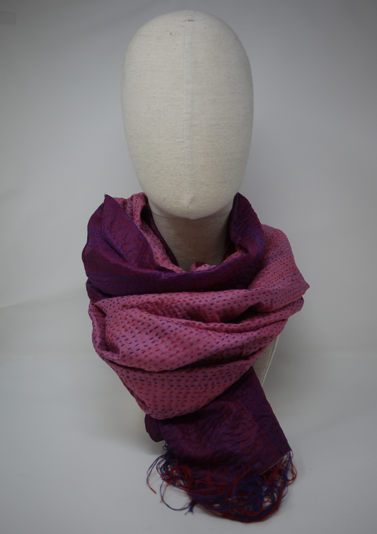 Silk kantha scarf- pink and purple - Violet Elizabeth
