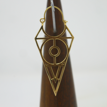 Brass arrow/triangle circular centre earring - Violet Elizabeth