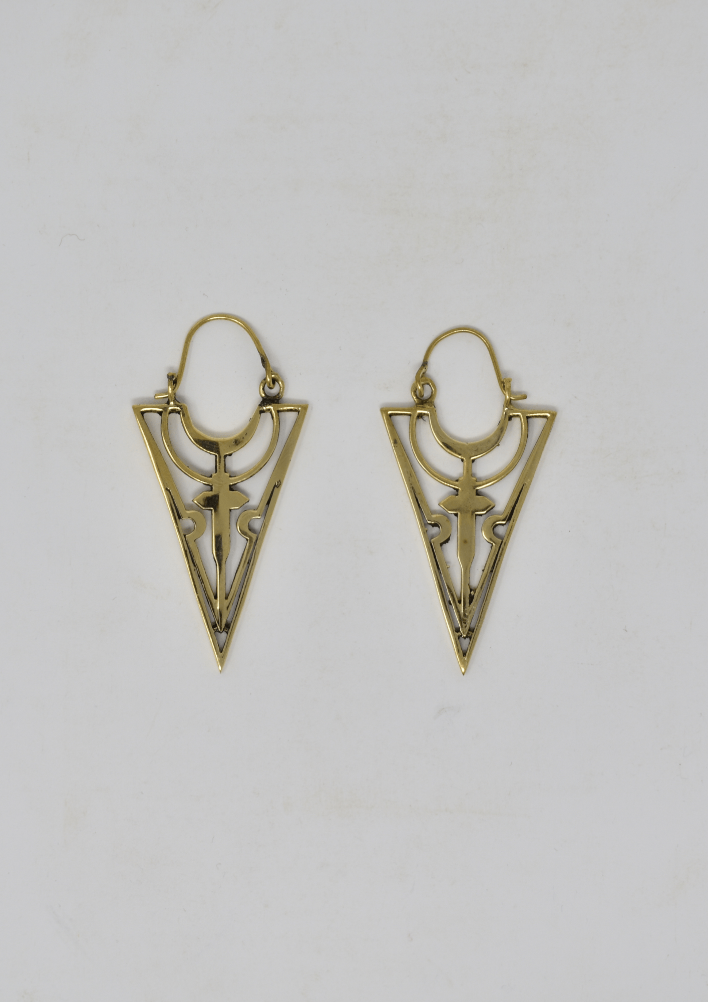 Arrow Cross earrings: Brass and Silver Plated Brass - Violet Elizabeth - Jewellery