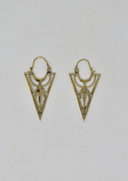 Arrow Cross earrings: Brass and Silver Plated Brass - Violet Elizabeth - Jewellery