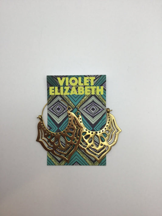 Big brass leaf earrings - Violet Elizabeth - Jewellery
