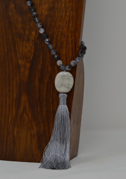 Blue beaded with tassel necklace - Violet Elizabeth - Jewellery