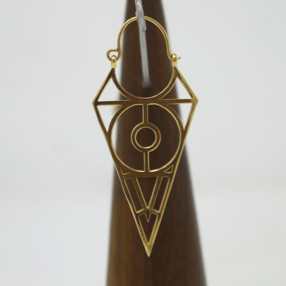 Brass arrow/triangle circular centre earring - Violet Elizabeth - Jewellery