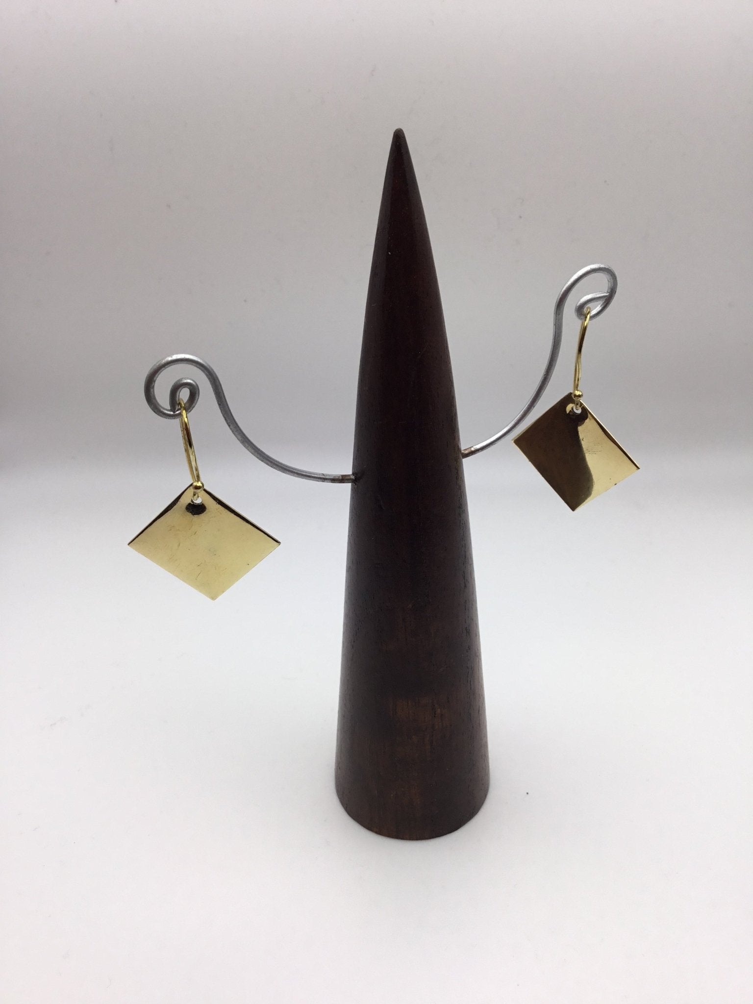 Brass diamond shaped earrings - Violet Elizabeth - Jewellery