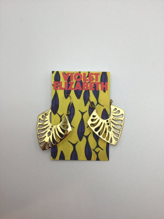 Brass & Silver leaf earring large - Violet Elizabeth - Jewellery
