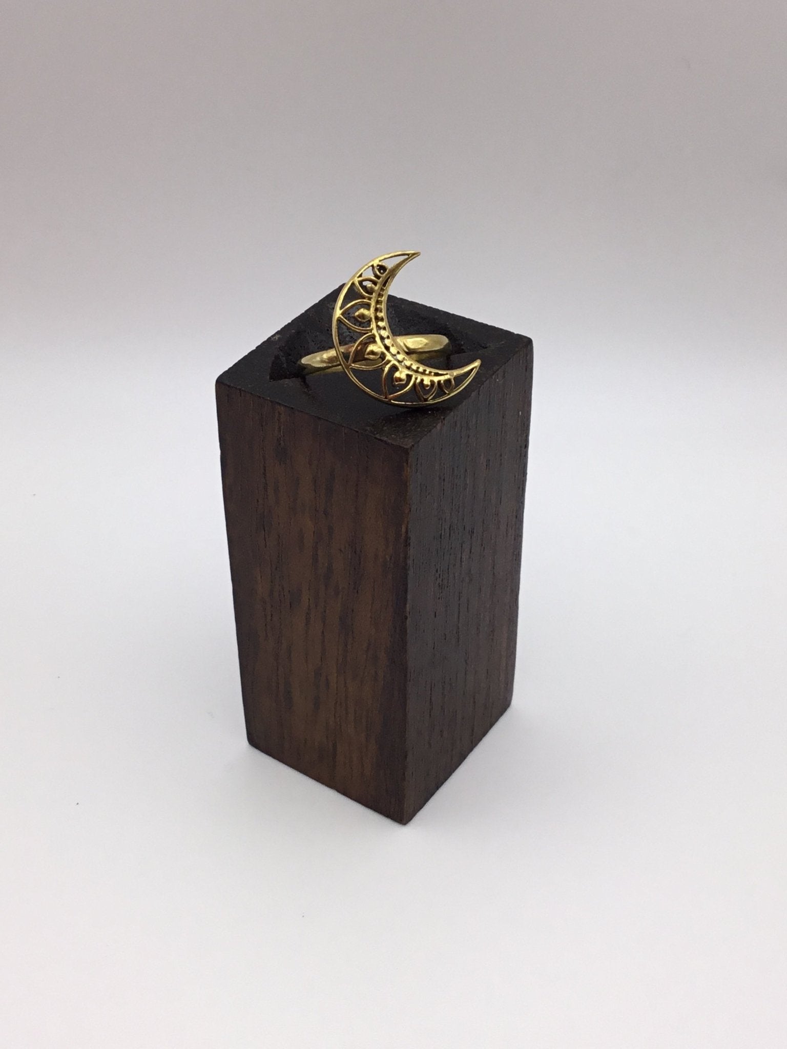 Crescent Moon Ring: Brass and Silver Brass - Violet Elizabeth - Jewellery