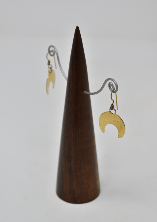 Dancing moon earrings: Brass and Silver Plated Brass - Violet Elizabeth - Jewellery
