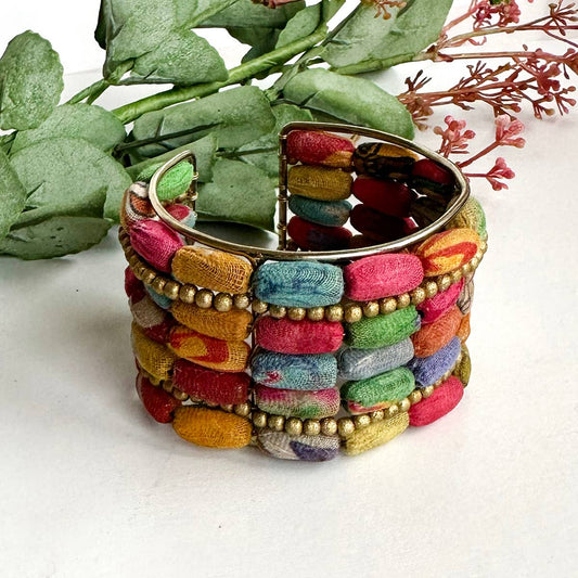 Elongated Kantha Cuff - Violet Elizabeth - Jewellery