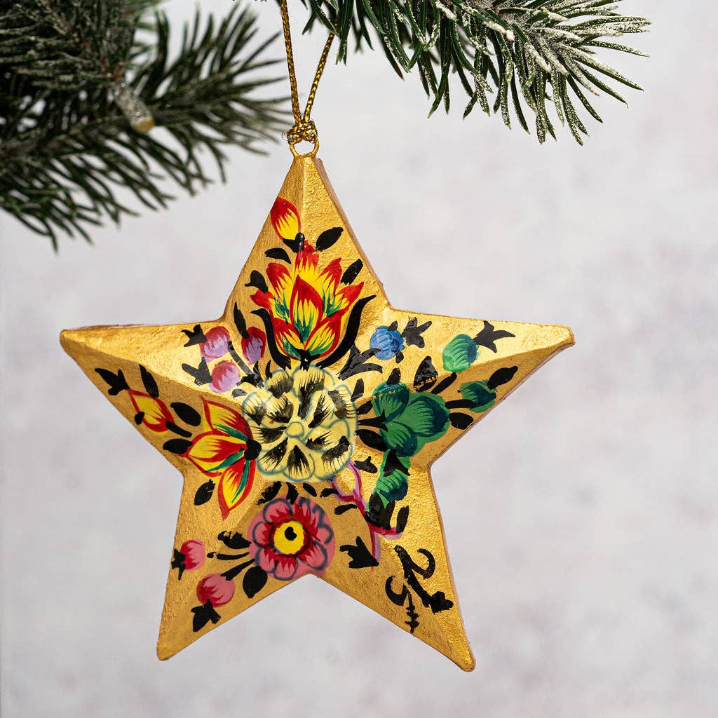 Gold Indian 3D Hanging Star - Violet Elizabeth - Christmas Decorations