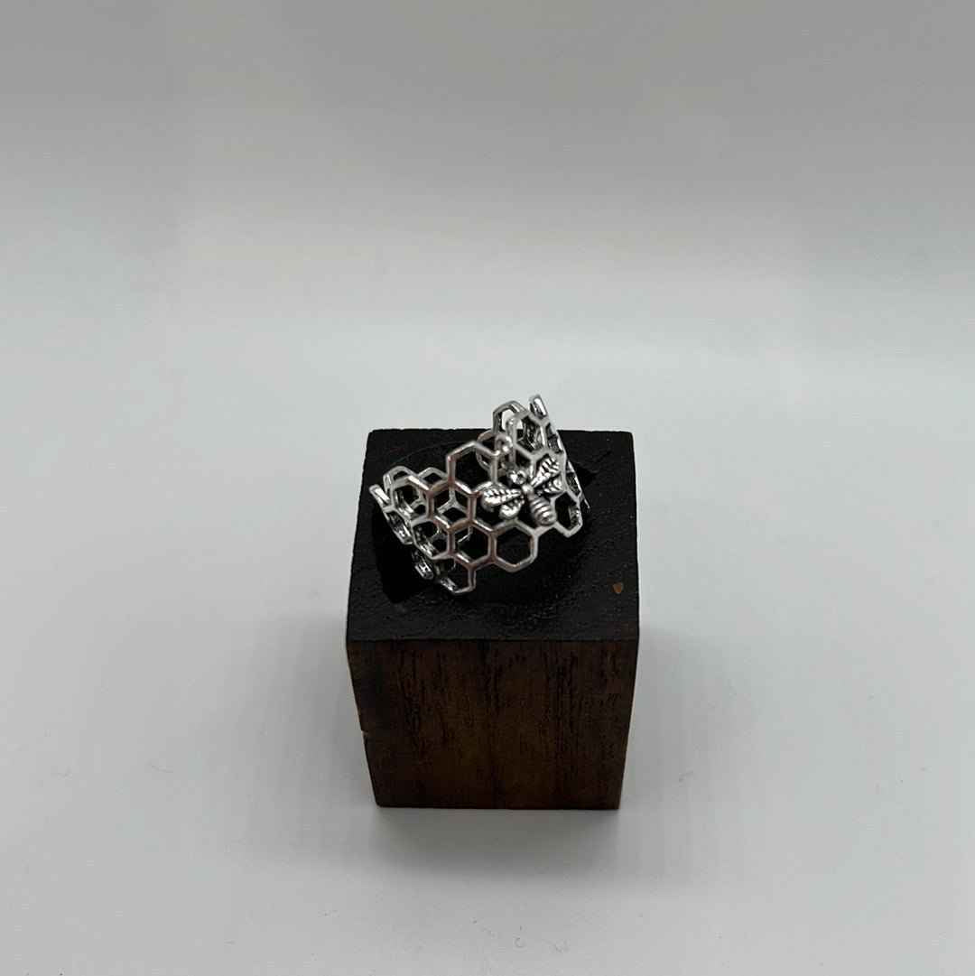 Honeycomb Ring Both Brass And Silver