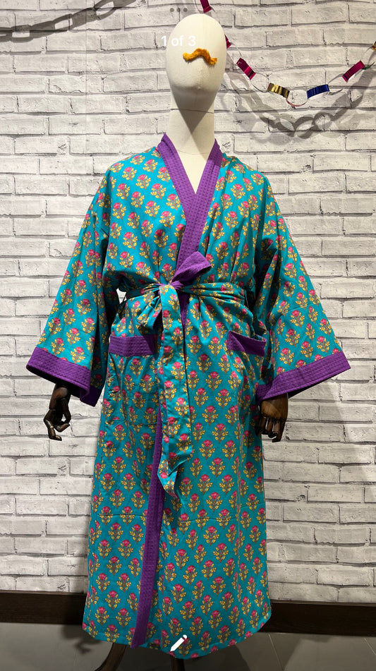 Purple flower waffle robe - Violet Elizabeth