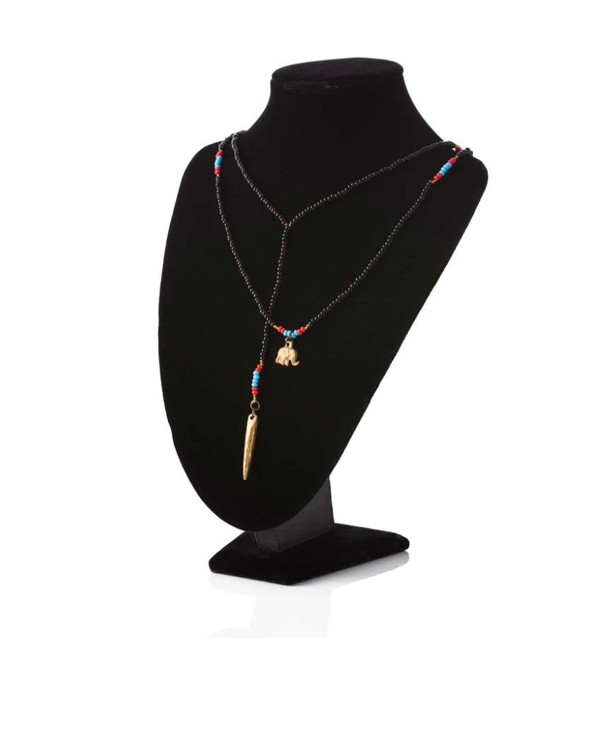 Glass Bead Double Charm Necklace - Violet Elizabeth