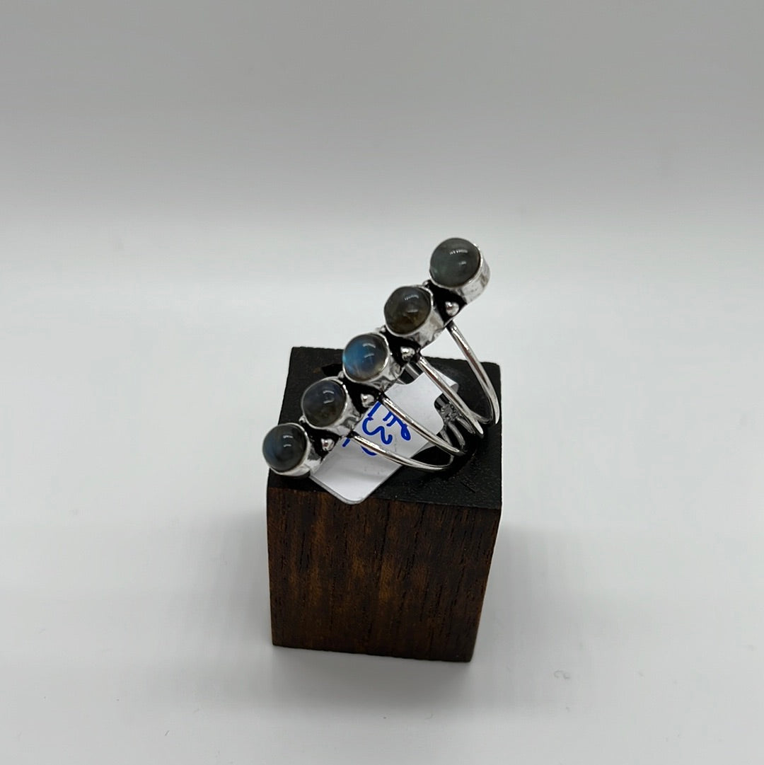 Cinque Gems Brass Ring: Various Stones - Violet Elizabeth