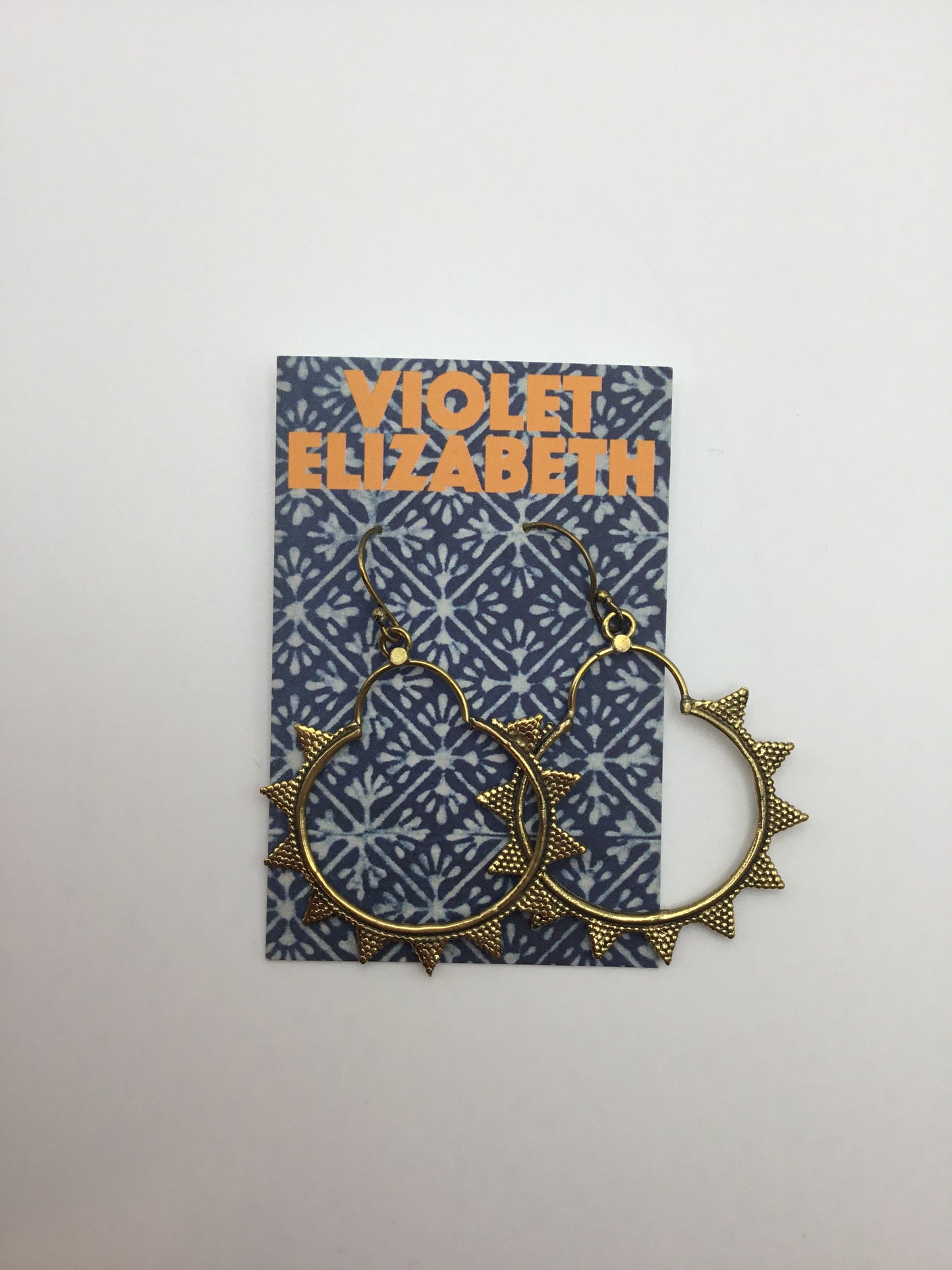 Solar burst brass drop earrings - Violet Elizabeth