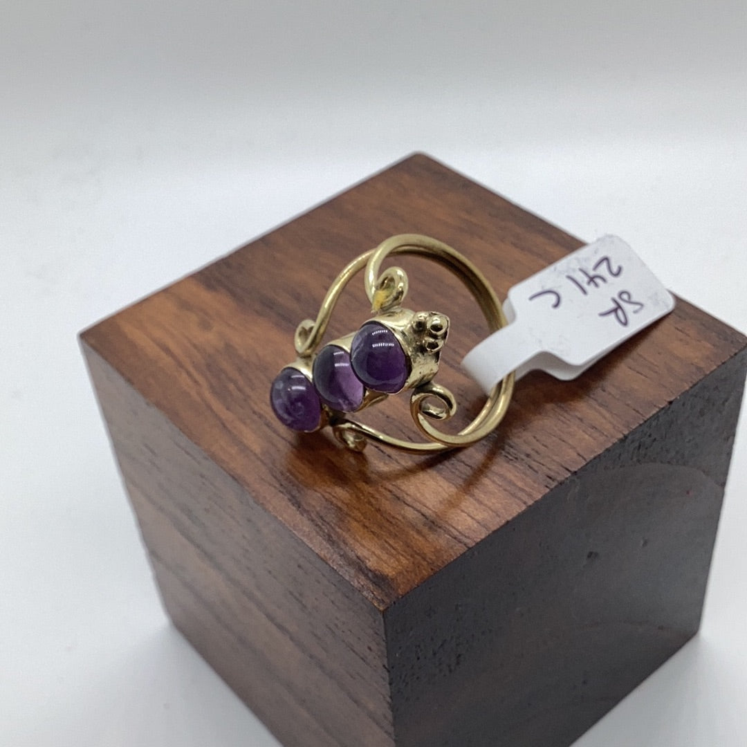 Stella's Triple Gems Brass & silver Ring: Various Stones - Violet Elizabeth