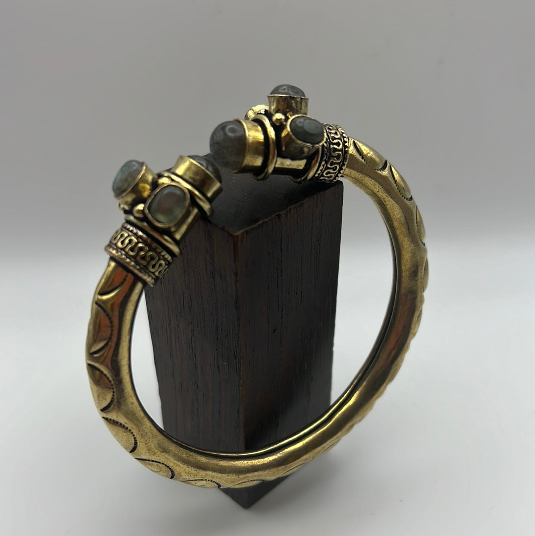 Brass Torque bangle: various gemstones - Violet Elizabeth