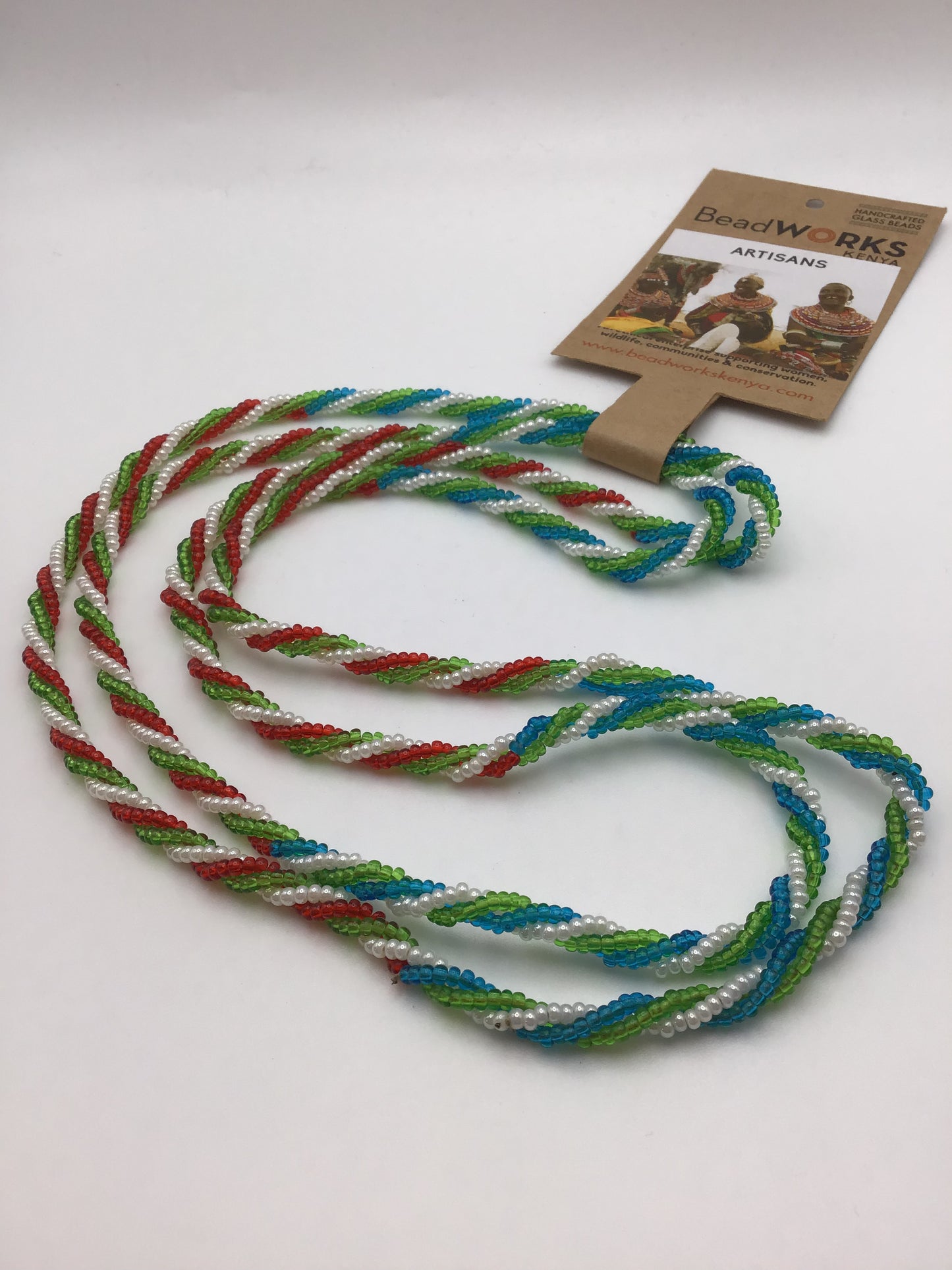 Multi coloured Glass Bead, Twisted Long Necklaces - Violet Elizabeth