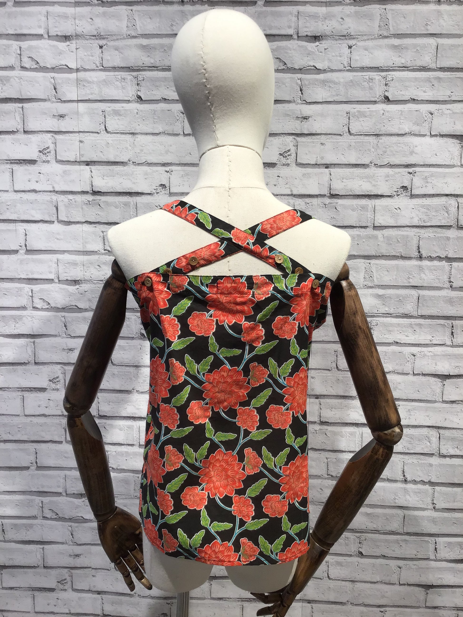 Crossover Summer Top - Black Floral - Violet Elizabeth