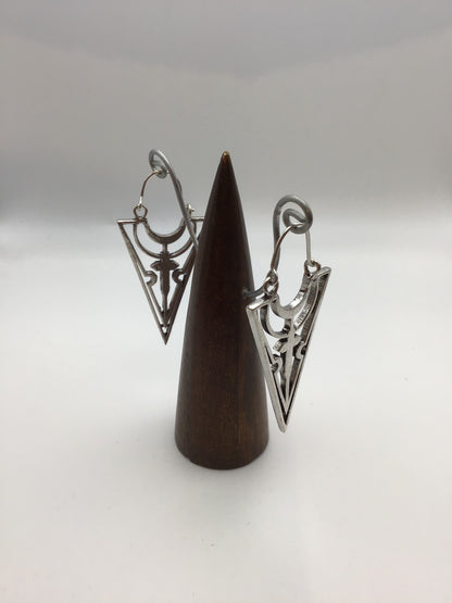 Arrow Cross earrings: Brass and Silver Plated Brass - Violet Elizabeth
