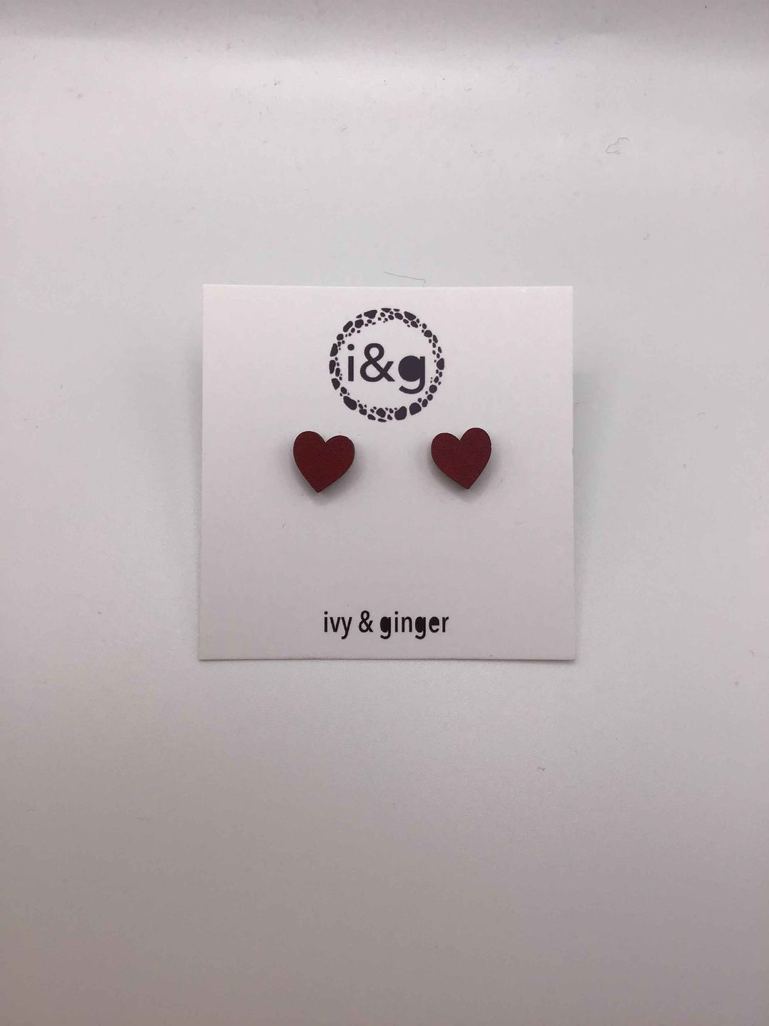 Deep Red Heart Studs: Mini