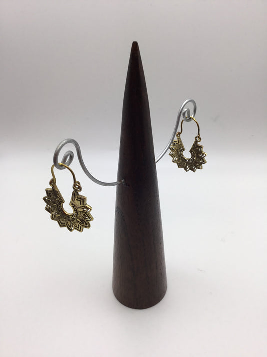 Sun Flower hoops: Brass and Silver plated brass - Violet Elizabeth