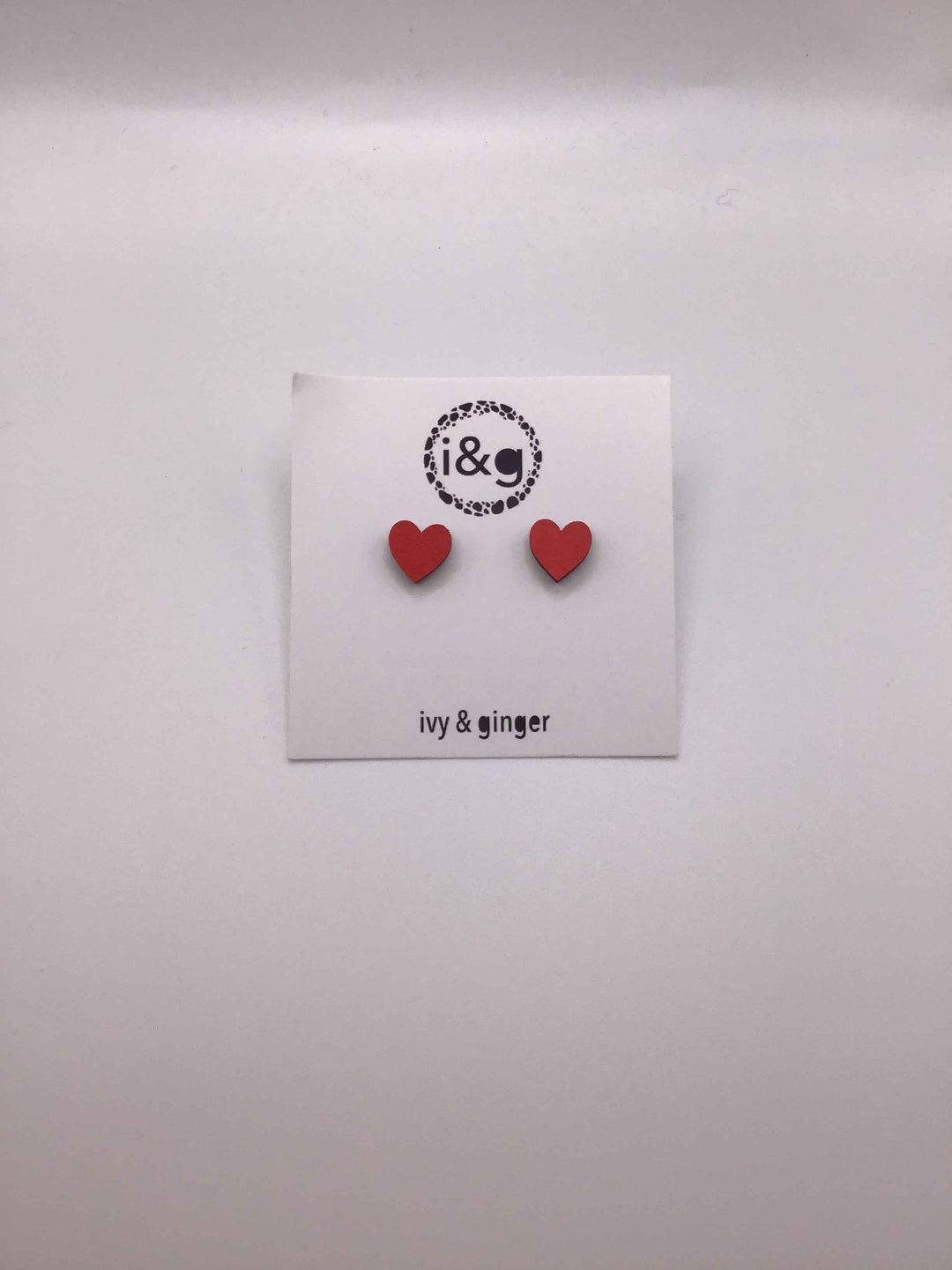 Bright Red Heart Studs: Mini