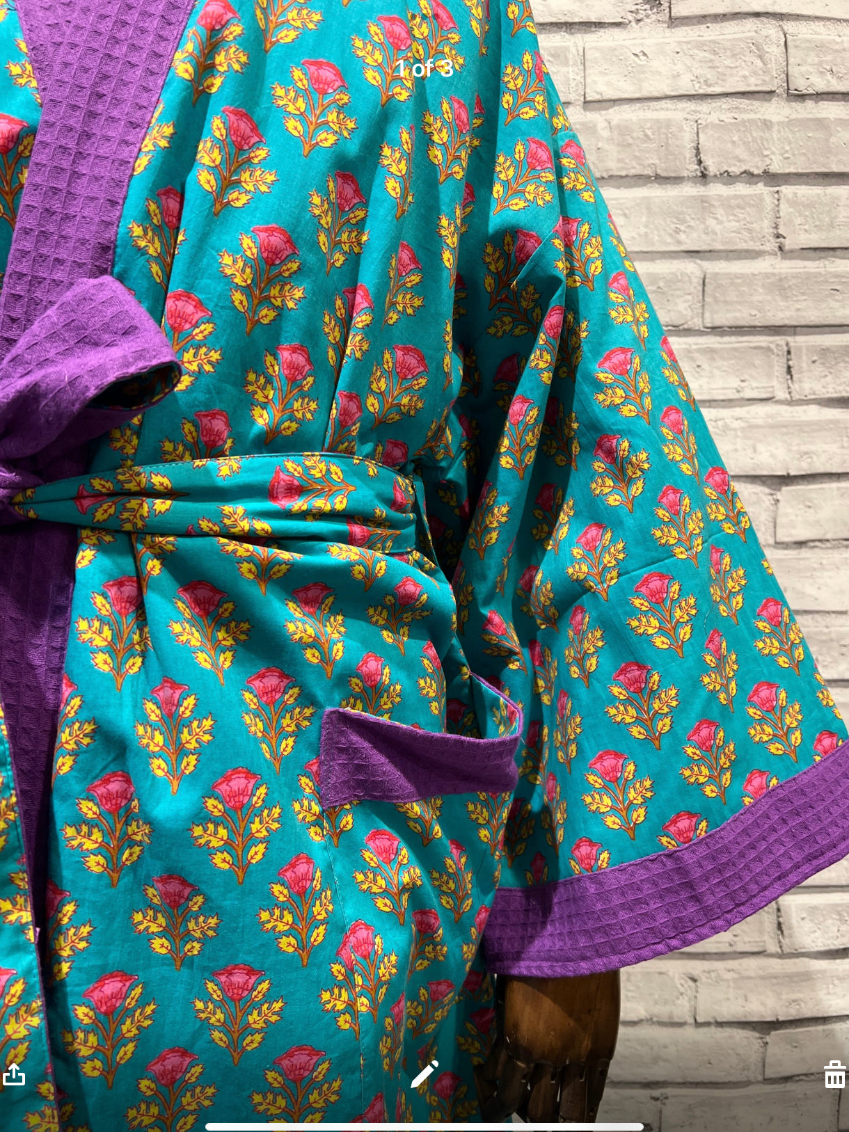 Purple flower waffle robe - Violet Elizabeth