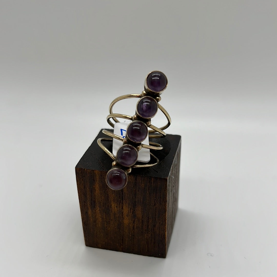 Cinque Gems Brass Ring: Various Stones - Violet Elizabeth