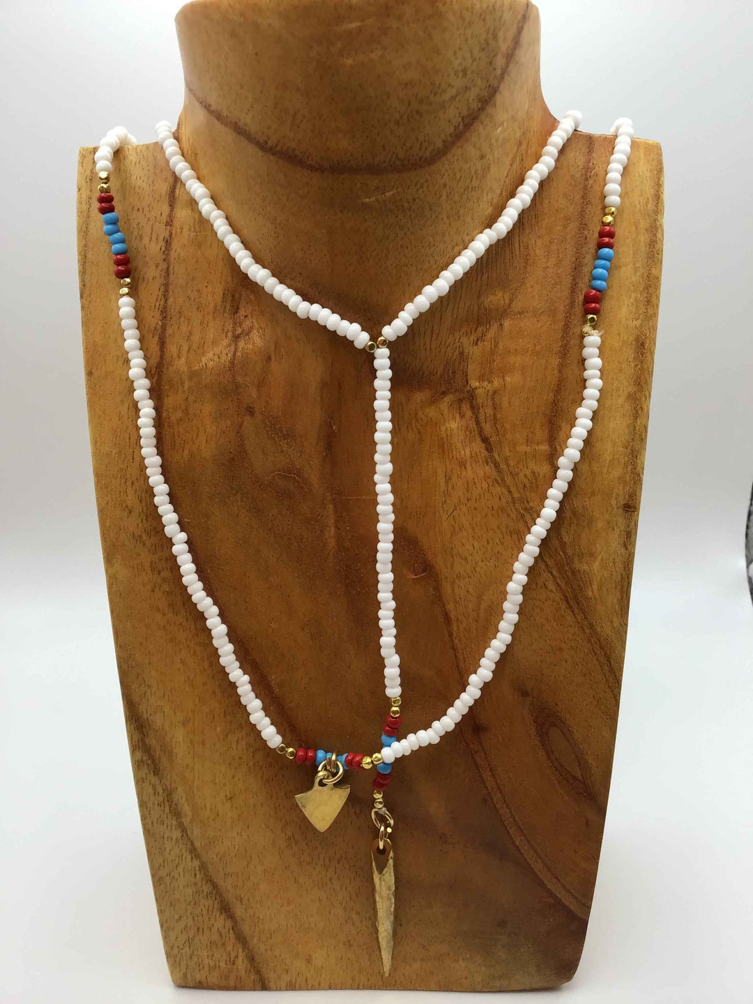 Glass Bead Double Charm Necklace