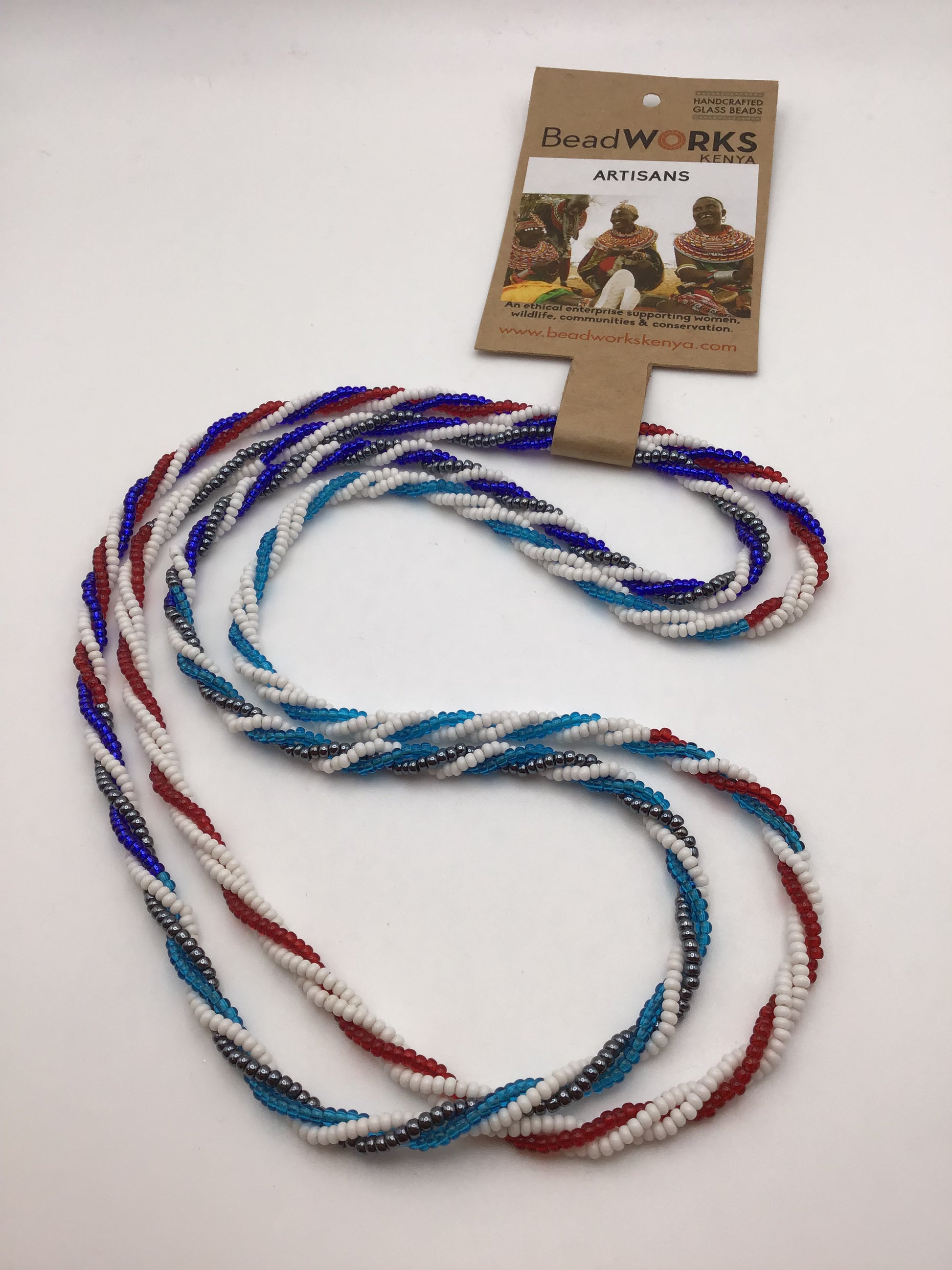 Multi coloured Glass Bead, Twisted Long Necklaces - Violet Elizabeth