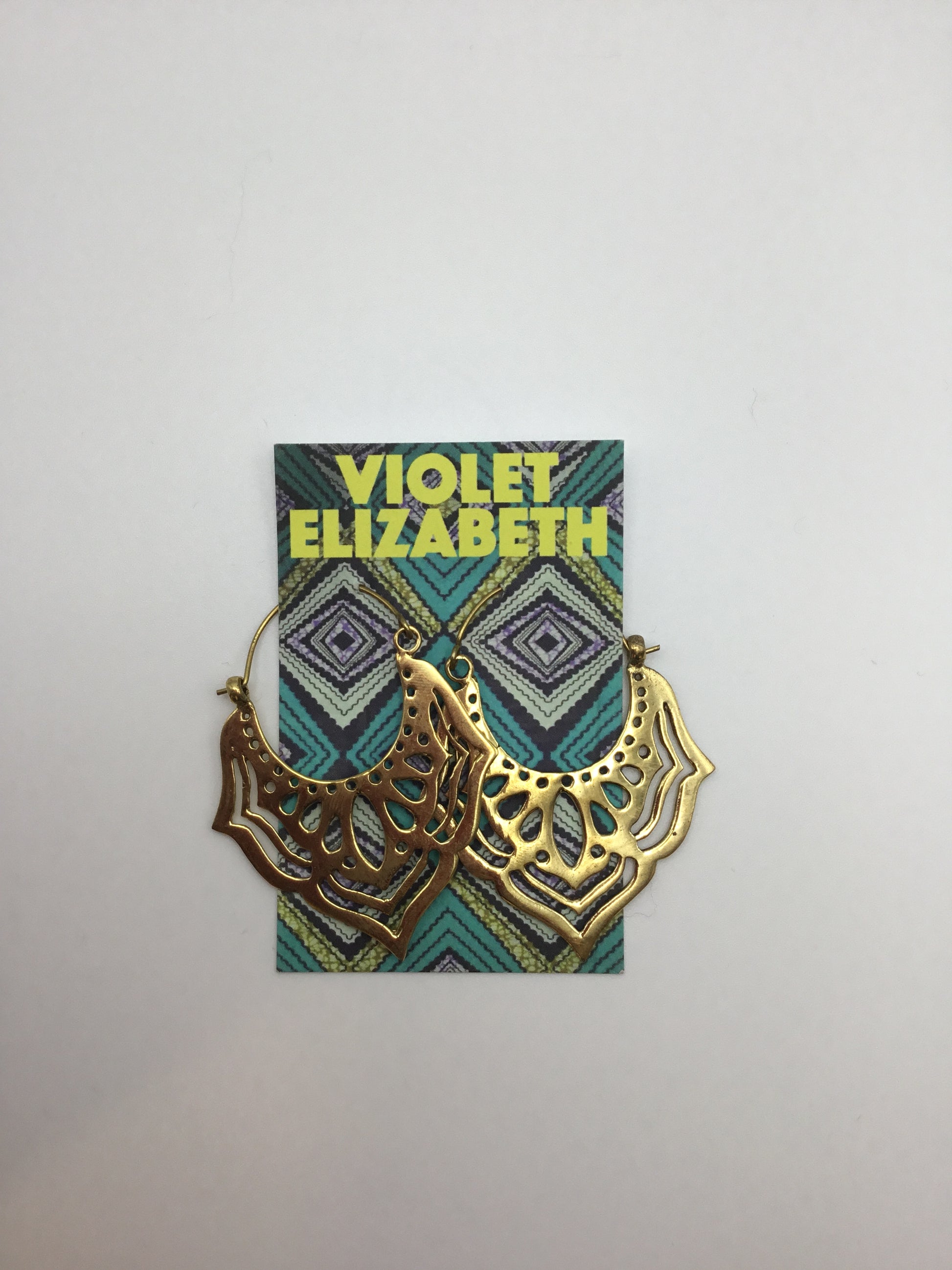 Big brass leaf earrings - Violet Elizabeth
