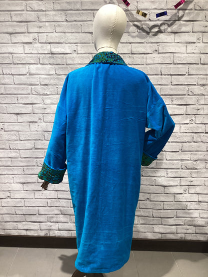 Sumptuous Sea Blue Velvet Coat - Violet Elizabeth