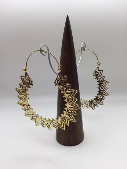 Lotus Chandelier earrings: Brass and Silver Plated Brass. - Violet Elizabeth