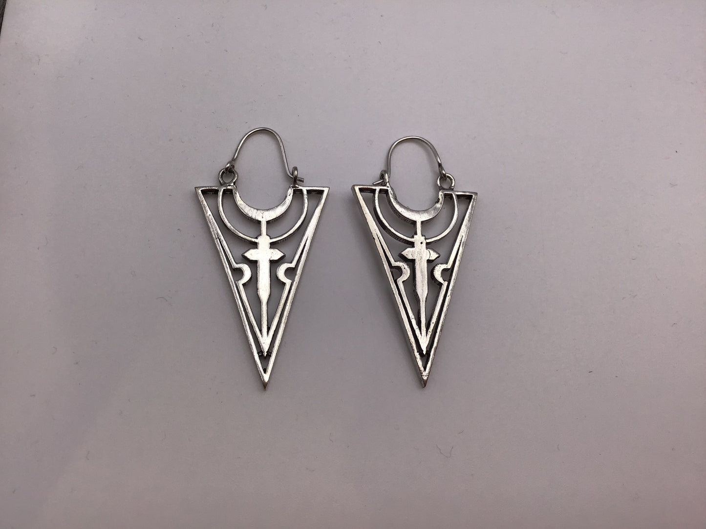 Arrow Cross earrings: Brass and Silver Plated Brass - Violet Elizabeth