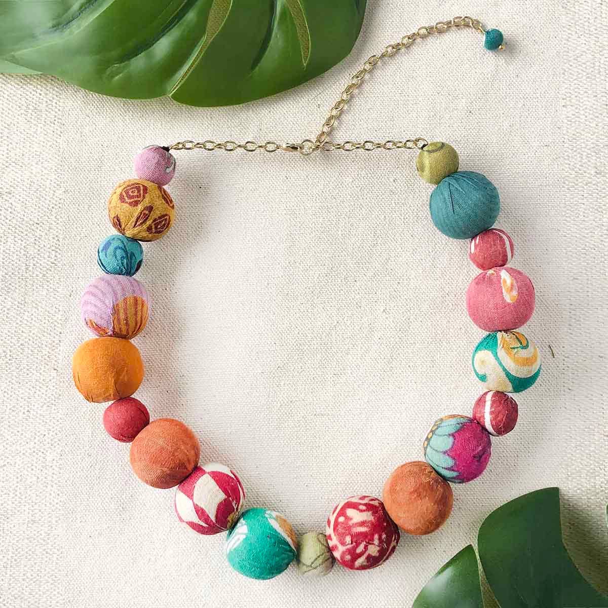 Kantha Bauble Collar Necklace - Violet Elizabeth - Jewellery