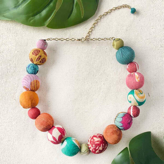Kantha Bauble Collar Necklace - Violet Elizabeth - Jewellery