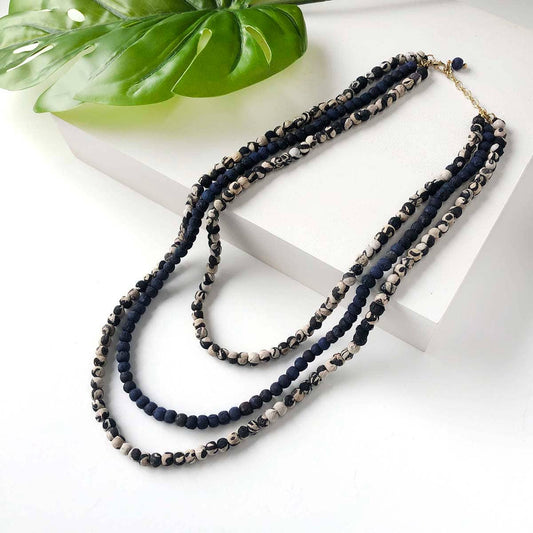 Kantha Indigo Layered Necklace - Violet Elizabeth - Jewellery