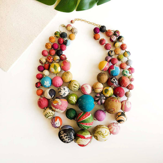Kantha Orb Necklace - Violet Elizabeth - Jewellery