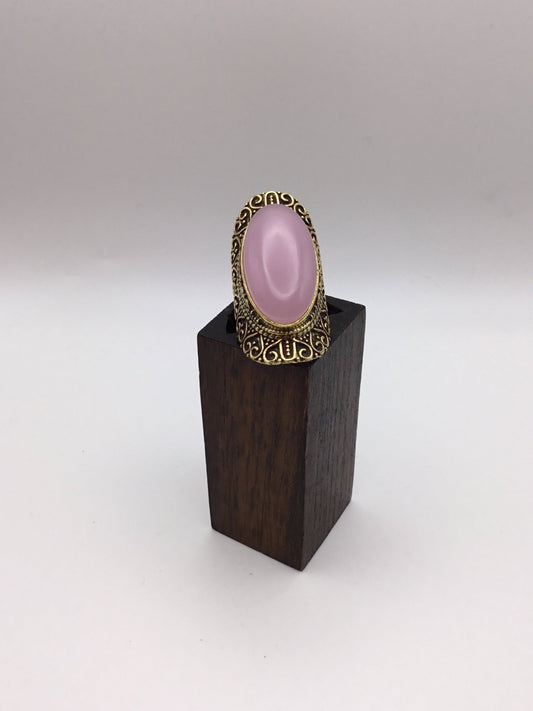 Large Heart Surround Brass Ring: Various Stones - Violet Elizabeth - Jewellery