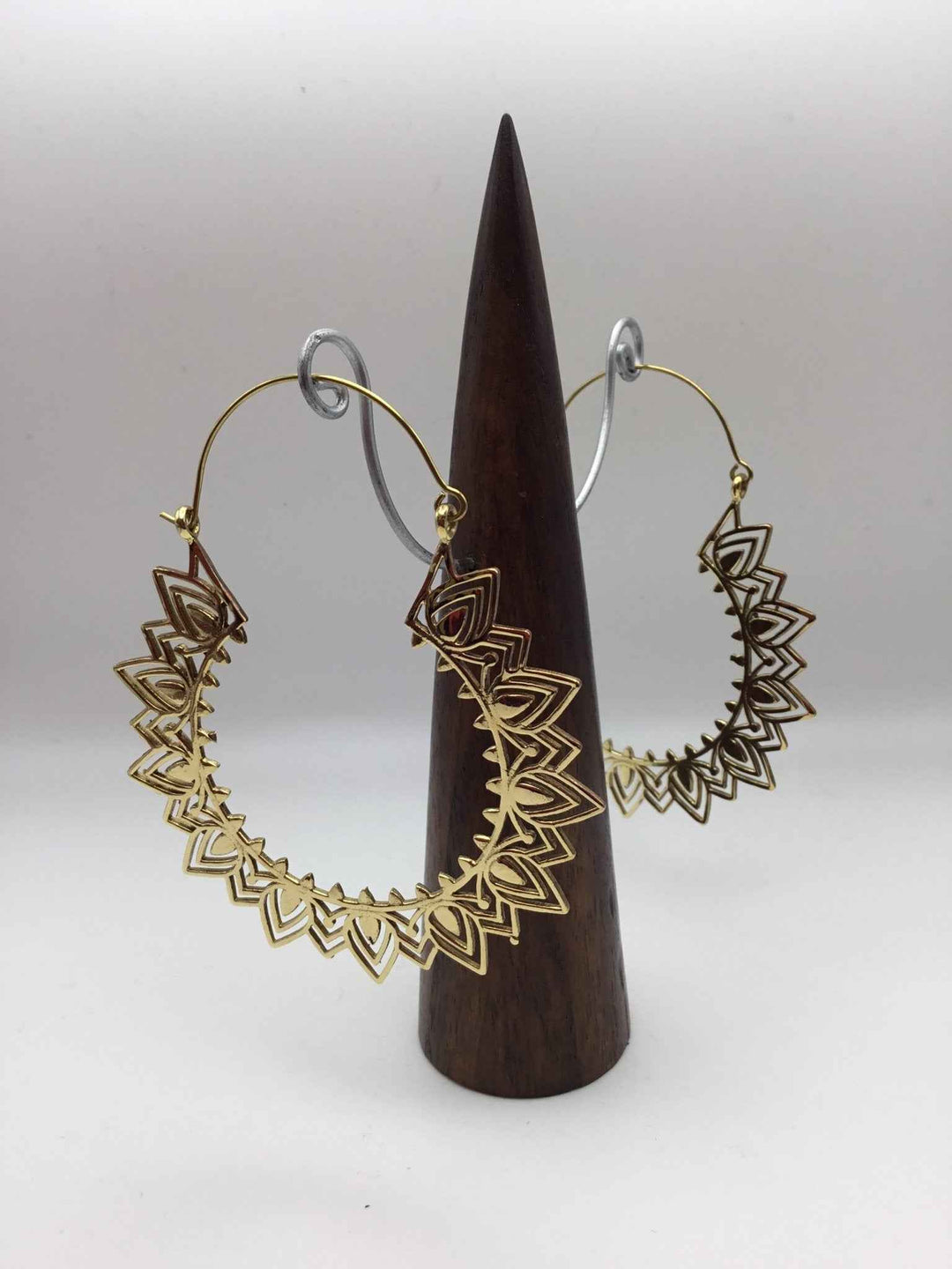 Lotus Chandelier Earrings: Brass And Silver Plated Brass.