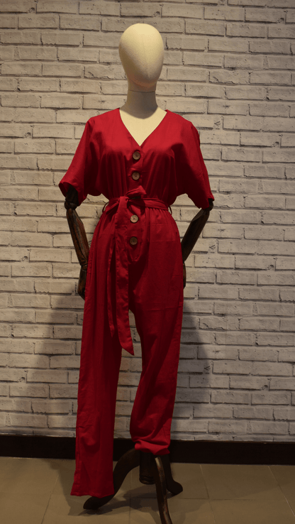 Pink Elastic Jumpsuit - Violet Elizabeth - Clothing