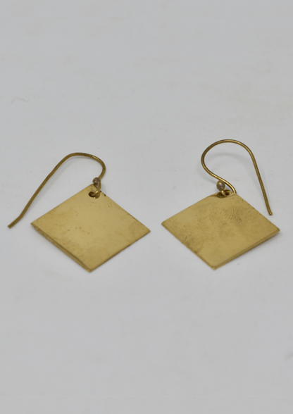 Plain diamond brass earring - Violet Elizabeth - Jewellery