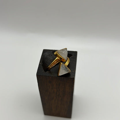 Rainbow Moonstone Double Arrowhead Ring - Violet Elizabeth - Jewellery