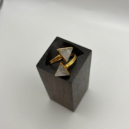 Rainbow Moonstone Double Arrowhead Ring - Violet Elizabeth - Jewellery